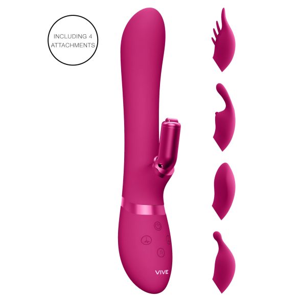 Vive Chou - oppladbar klitorisvibrator med utskiftbare hoder (rosa)