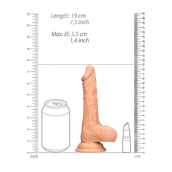 RealRock Dong 7 - naturtro dildo med testikler (17 cm) - naturlig