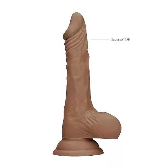 RealRock Dong 7 - naturtro dildo med pung (17 cm) - mørk natur