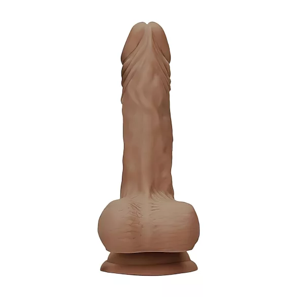 RealRock Dong 7 - naturtro dildo med pung (17 cm) - mørk natur