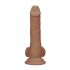 RealRock Dong 7 - naturtro dildo med pung (17 cm) - mørk natur
