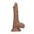 RealRock Dong 10 - naturtro dildo med testikler (25 cm) - mørk hudtone