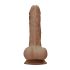 RealRock Dong 10 - naturtro dildo med testikler (25 cm) - mørk hudtone