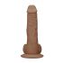 RealRock Dong 10 - naturtro dildo med testikler (25 cm) - mørk hudtone
