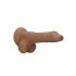 RealRock Dong 10 - naturtro dildo med testikler (25 cm) - mørk hudtone