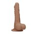 RealRock Dong 10 - naturtro dildo med testikler (25 cm) - mørk hudtone
