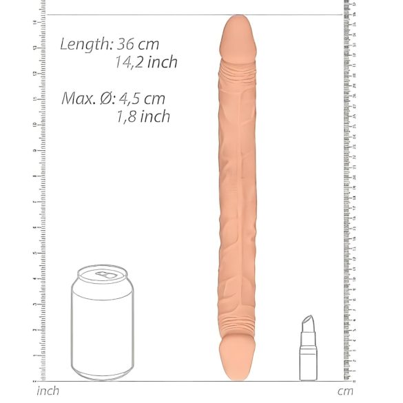 RealRock Dobbel Dildo 14" - naturlig (36 cm)