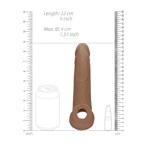 RealRock Penishylse 9 (21,5 cm) - mørk hudfarge