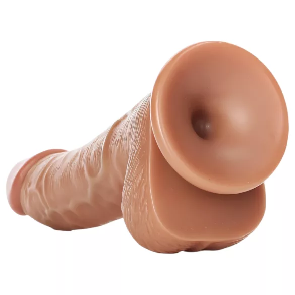 RealRock - sugekopp dildo med testikler - 15,5 cm (mørk hudfarge)
