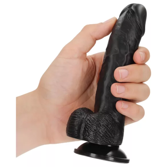 RealRock - realistisk dildo med sugekopp - 15,5cm (svart)