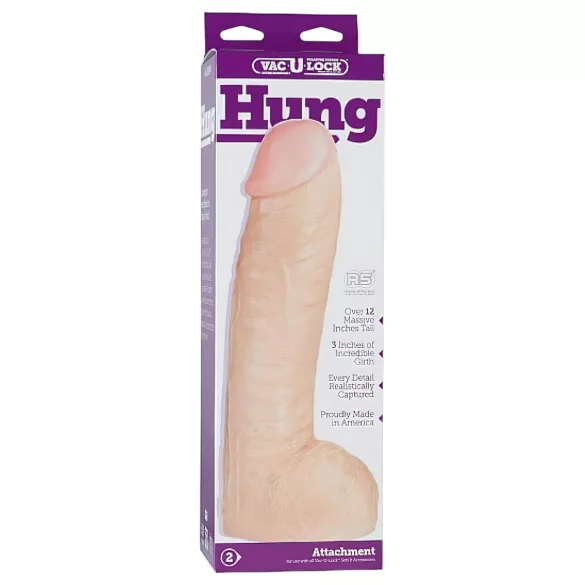 Doc Johnson Vac-U-Lock Hung 12 - naturtro dildo med testikler (hudfarget)