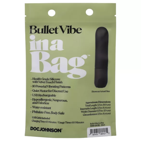 Doc Johnson Bullet Vibe - oppladbar, vanntett stavvibrator (svart)