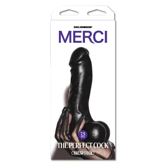 Doc Johnson The Perfect Cock - naturtro dildo (svart) - 19 cm