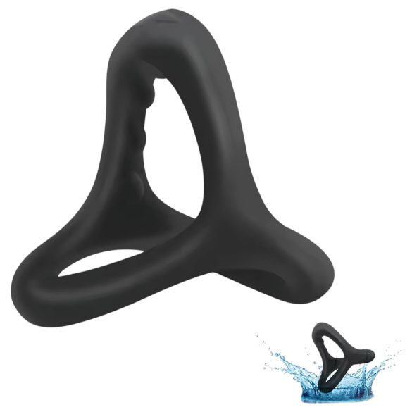Penis- og testikkelring med prikkete overflate (svart)