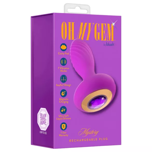Oh My Gem – Vibrerende analplugg med juvel (lilla)