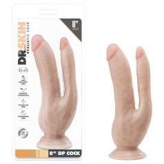 Dr. Skin 8 - dobbel dildo med sugekopp (natur)