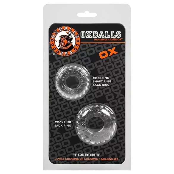 OXBALLS - ribbet penisring sett (gjennomsiktig)
