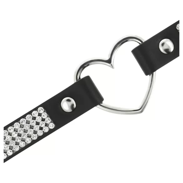 Coquette - strasschoker med hjertvedheng (svart)