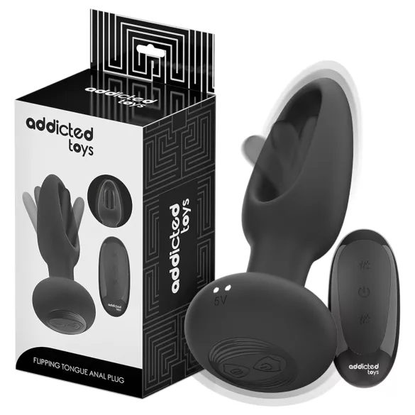 Addicted Toys - bevegelig tunge anale vibrator (svart)