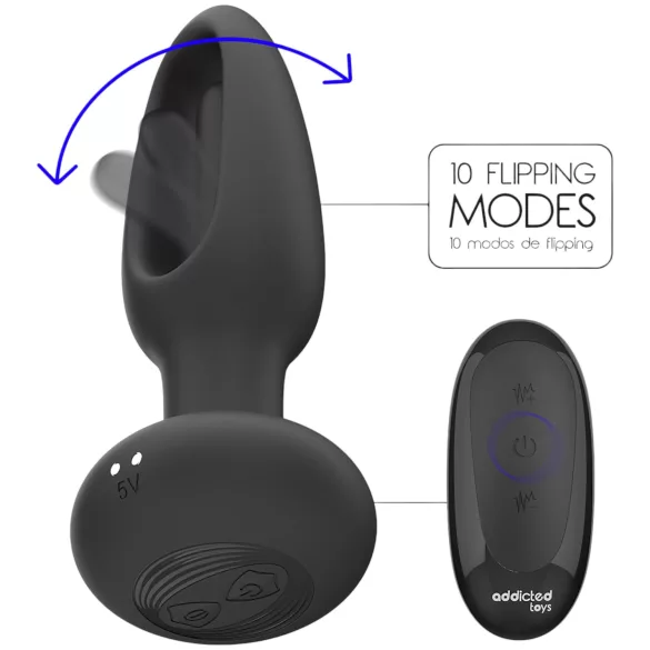 Addicted Toys - bevegelig tunge anale vibrator (svart)