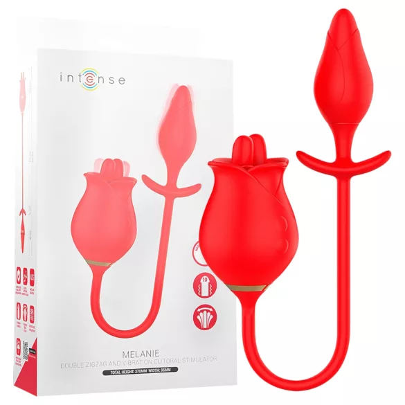 Intens Melanie - 2-i-1 bevegelig tungekiler klitoris vibrator (rød)