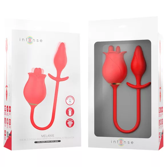 Intens Melanie - 2-i-1 bevegelig tungekiler klitoris vibrator (rød)