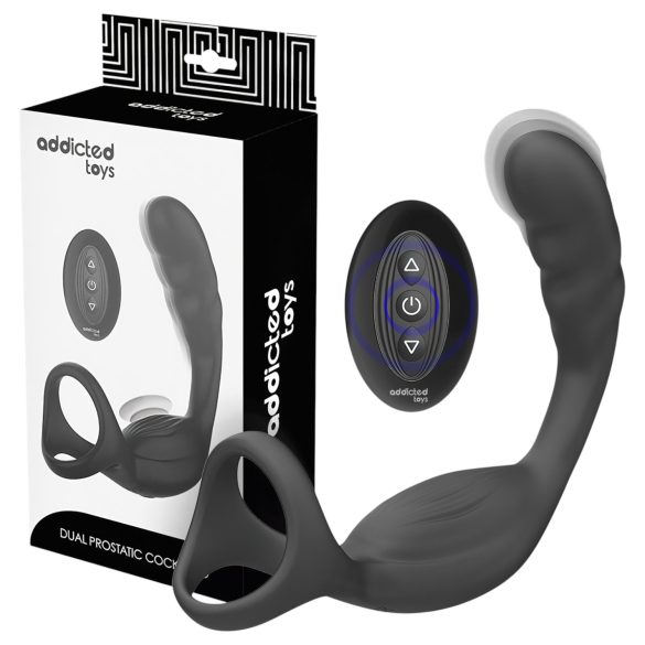 Addicted Toys - Analdildo med penis- og ballring (svart)