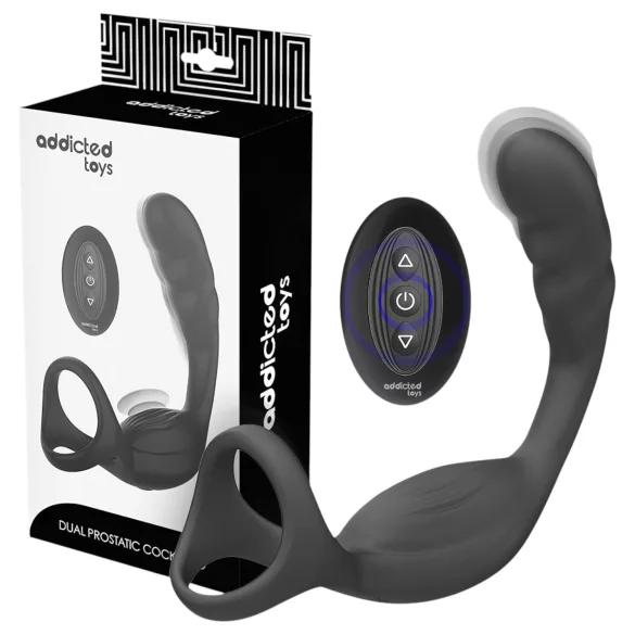 Addicted Toys - Analdildo med penis- og ballring (svart)