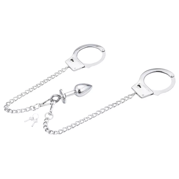 LateToBed BDSM - håndjern & analplugg (sølv)