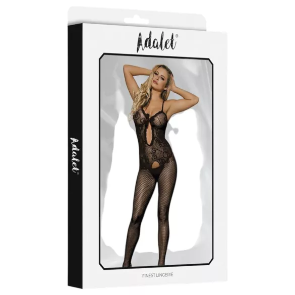 Adalet Many - netting jumpsuit med sløyfe - (svart)