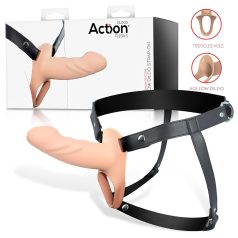 Action StrapOn S - justerbar, hul dildo (naturlig)