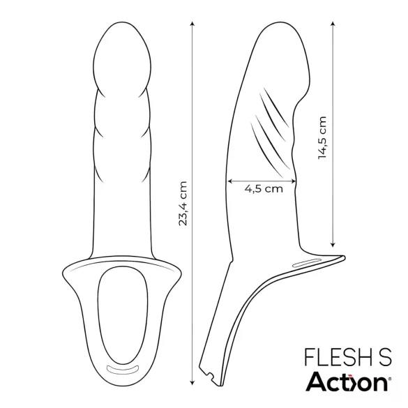 Action StrapOn S - påspennbar, hul dildo (naturell)