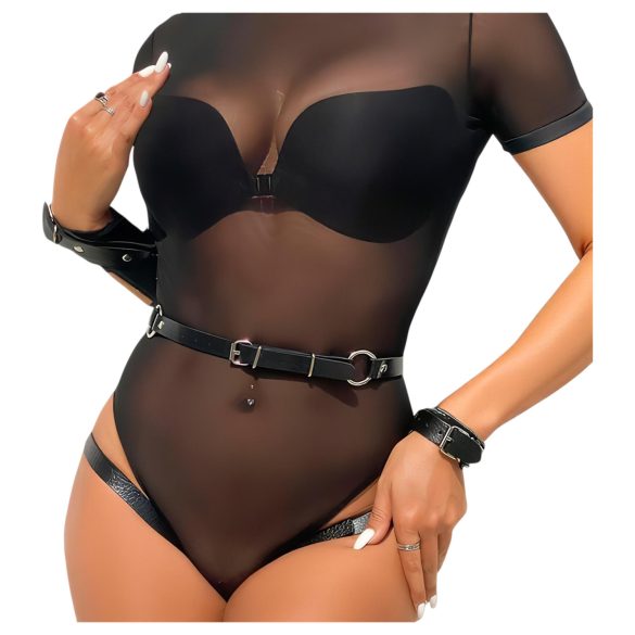 Adalet Jimena - vegansk lærsele med mansjetter (svart)