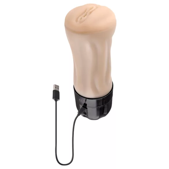 Zero Tolerance Tight Lipped - sugende og vibrerende kunstig vagina (hudfarget)