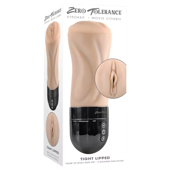 Zero Tolerance Tight Lipped - sugende og vibrerende kunstig vagina (hudfarget)