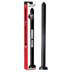 Rillet Slange 19 - sugekopp analdildo (svart)