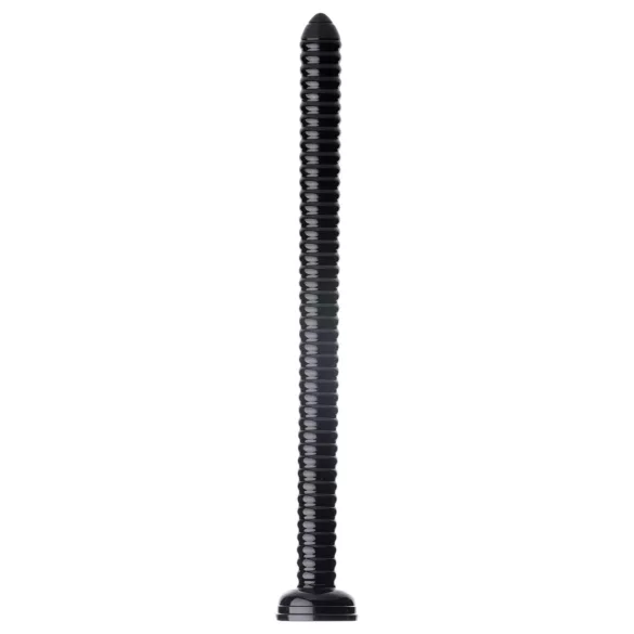 Rillet Slange 19 - sugekopp analdildo (svart)