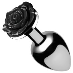 Booty Sparks Black Rose - anodisert analplugg (sølv-svart)