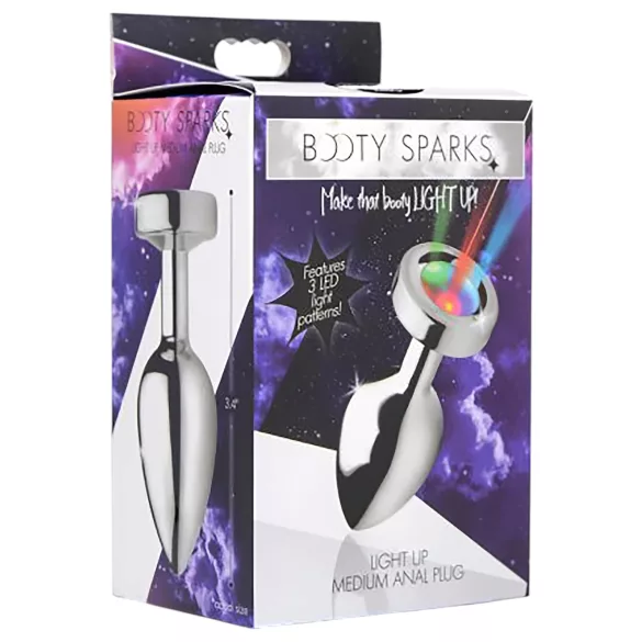 Booty Sparks - glødende analplugg - medium (sølv)