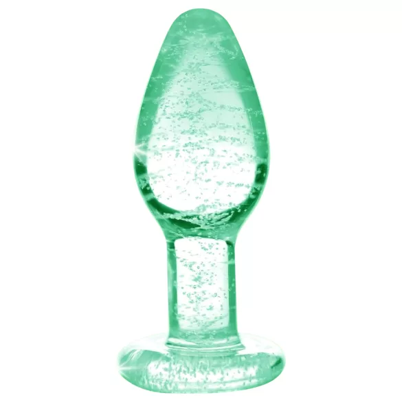 Booty Sparks Glow in the Dark L - glass-analplugg (gjennomsiktig)