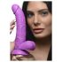 XR Brands POP - sugekopp dildo med testikler - 19 cm (lilla)