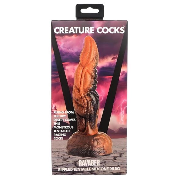 Creature Cocks Ravager - teksturert silikon dildo - 20cm (oransje)