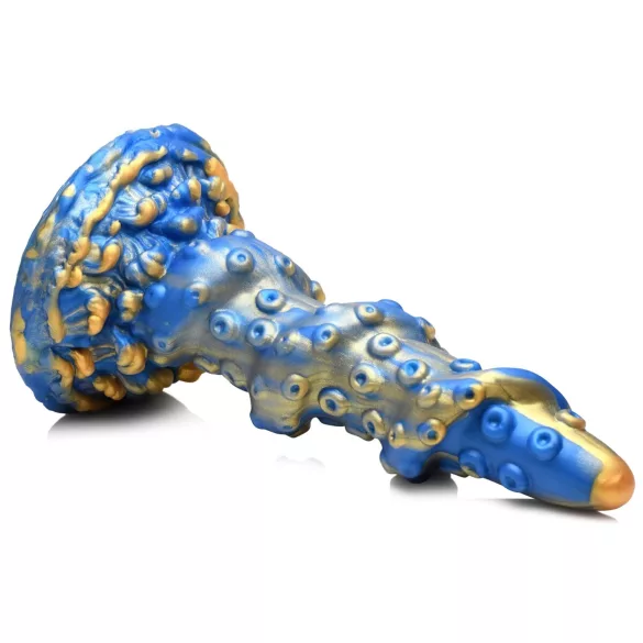 Creature Cocks Kraken - spiralformet blekksprutdildo - 21cm (gull-blå)