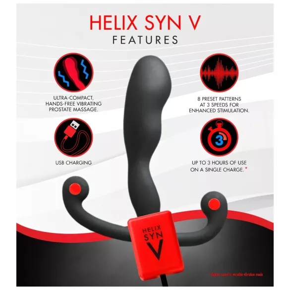 Aneros Helix Syn V - oppladbar prostatavibrator (svart) - 12,7 cm