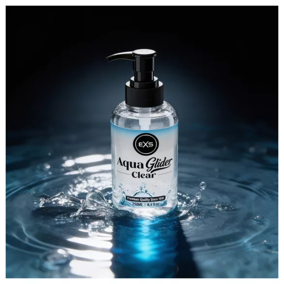 EXS AquaGlider Clear - gjennomsiktig, vannbasert glidemiddel i pumpeflaske (250 ml)