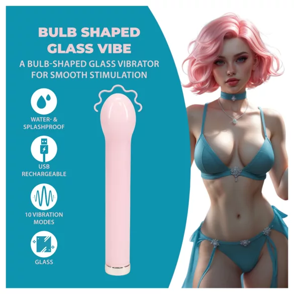 Loveline - glassvibrator med rund topp (rosa)