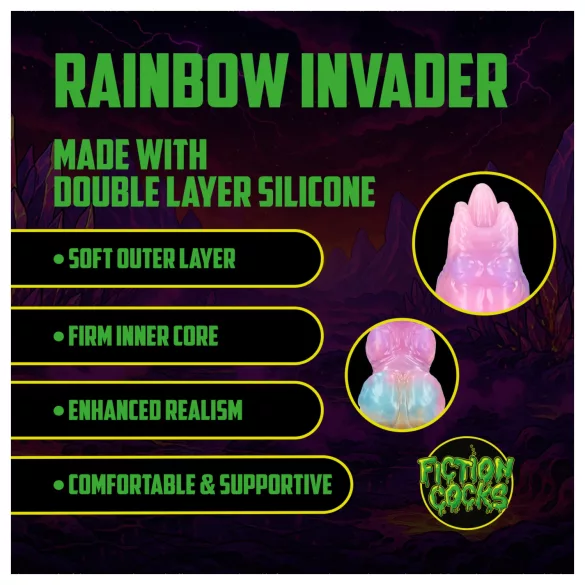 Ouch! Rainbow Invader - silikon fantasidildo (regnbue)
