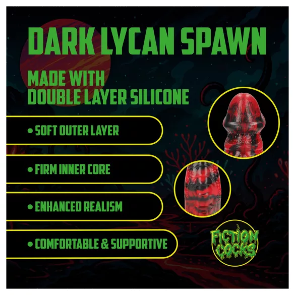 Ouch! Dark Lycan Spawn - silikon fantasidildo (rød-svart)