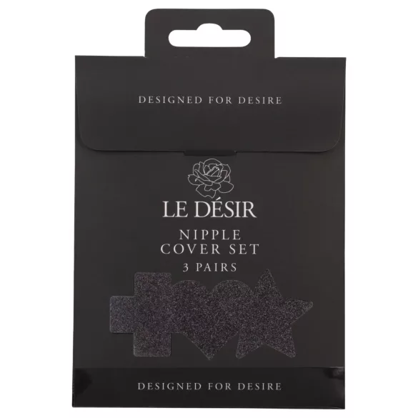 Le Désir - brystvorteklistremerkesett - 3 par (svart)