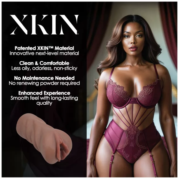 XKIN Next Door Amani - realistisk kunstig vagina-masturbator (mørk naturfarge)